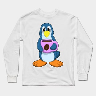 Penguin with Cup of Coffee Long Sleeve T-Shirt